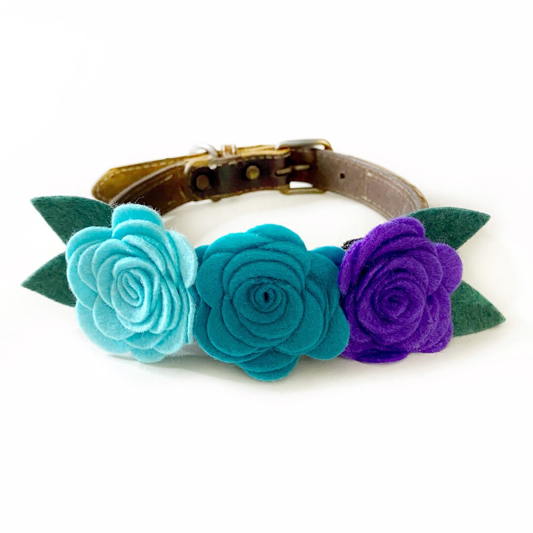 Dog Collar Flower, Blue and Purple Wedding Flowers for Dog, Wedding Dog