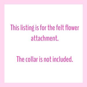 Puede incluir: Imagen rosa y blanca con texto: "Este anuncio es para el accesorio de flores de fieltro. El collar no est&aacute; incluido."