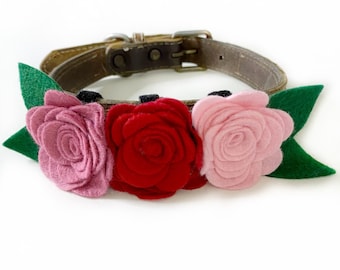 Dog Flower Collar, Roses for Collar, Floral Dog Collar, Valentines Collar Roses, Wedding Dog Collar Flowers, Floral Dog Collar Accessory