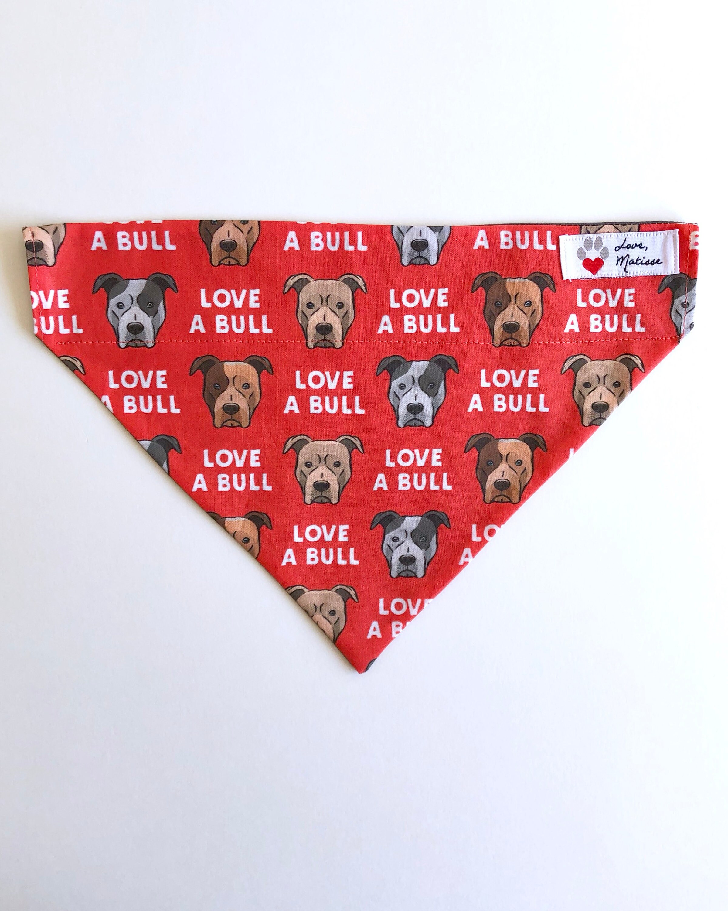 Over the Collar Red Pit Bull Dog Bandana. Love a Bully Breed | Etsy