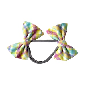 Easter Dog Headband Bow, Easter Plaid Double Headband Bows, Easter Dog Bow Tie, Easter Dog Sailor Bow, Easter Plaid Cat Collar Bow