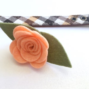 Dog Collar Flower, Peach Felt Flower Collar Accessory, Wedding Dog Floral Accessory, Girl Dog Flower for Collar image 3