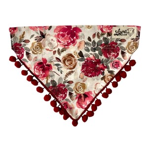Valentine Floral Dog Bandana, Valentines Day Cat Collar Bandana, Chrysanthemum Dog Bandana, Gold Rose Pet Bandana