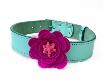 Magenta Felt Flower Dog Collar Accessory