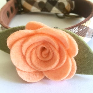 Dog Collar Flower, Peach Felt Flower Collar Accessory, Wedding Dog Floral Accessory, Girl Dog Flower for Collar image 2