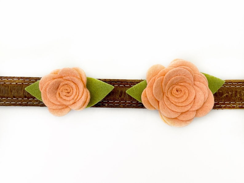 Dog Collar Flower, Peach Felt Flower Collar Accessory, Wedding Dog Floral Accessory, Girl Dog Flower for Collar image 7