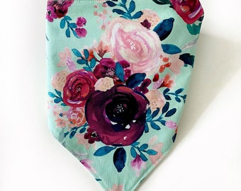 Flower Dog Bandana. Floral Spring Dog Bandana, Rose Pet Bandana. Wedding Flower Dog Bandana. Red Rose Cat Bandana.