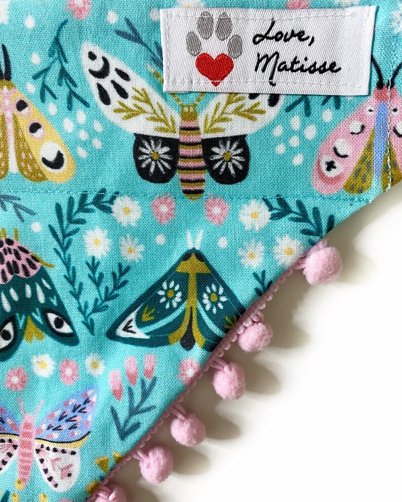 Hondenbandana vlinder, bandana nachtvlinder, bandana kattenvlinder, bandana bloemenkraag, bandana drukknoop voor kitten, bandana kleine hond afbeelding 2