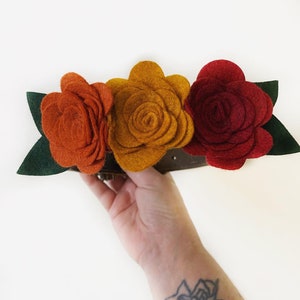 Fall Floral Dog Collar Accessory: Wool Felt Flower Accent