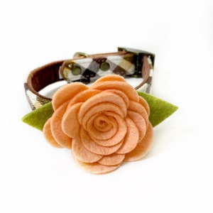 Dog Collar Flower, Peach Felt Flower Collar Accessory, Wedding Dog Floral Accessory, Girl Dog Flower for Collar image 5
