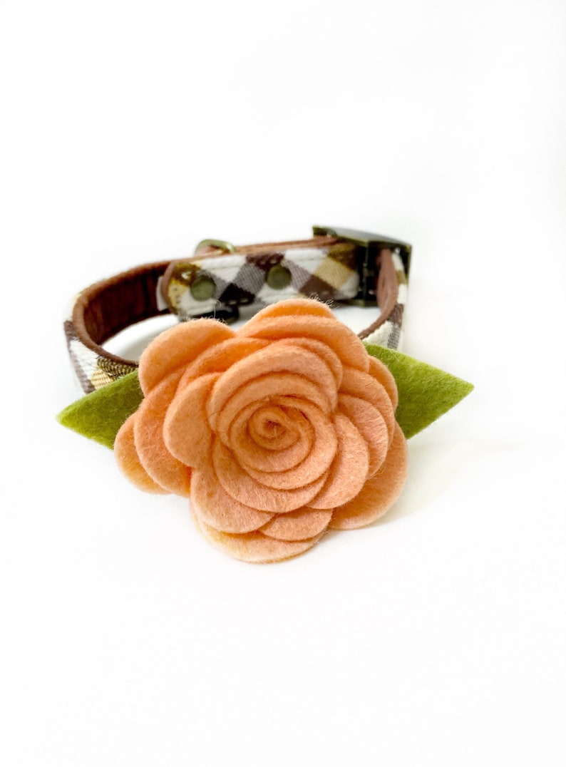 Dog Collar Flower, Peach Felt Flower Collar Accessory, Wedding Dog Floral Accessory, Girl Dog Flower for Collar image 5