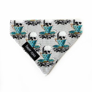Skull Dog Bandana, Victorian Tea Cup Scarf, Halloween Dog Bandana, Halloween Cat Bandana,