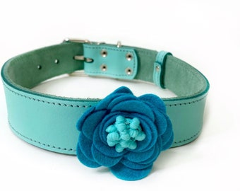 Blue Collar Flower, Dog Collar Flower, Wedding Dog Collar Accessories, Felt Flower Collar, Floral Dog Collar