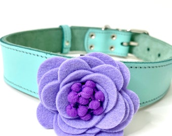 Lavender Felt Flower Dog Collar, Wool Felt Dog Collar Flower, Removable Collar Accessory, Wedding Collar Accessory, Floral Collar Accessory