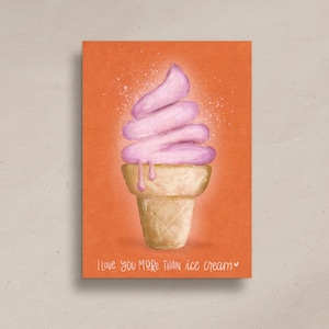 Cartolina con detti "Ti amo più del gelato" |  Motivo gelato estivo, regalo di anniversario, biglietto di compleanno, biglietto per la fidanzata