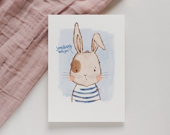 Postcard Cute Rabbit A6 | Postcard saying love, Easter card, birthday card, gift for girlfriend, Easter bunny, Easter gift