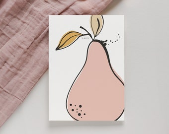 Postcard pear A6 | Card Minimalist, Abstract Drawing, Illustration Pear, Gift Idea, Gift Girlfriend, Invitation Card