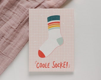Postcard Cool Sock A6 | Illustration, funny greetings, greeting card, birthday card, postcard sayings, cool sayings, postcard friends