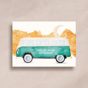 Cartolina Andiamo all'avventura A6 | Biglietto Boho, camper, avventura, viaggio, illustrazione di biglietti di auguri, vacanze, idea regalo camper