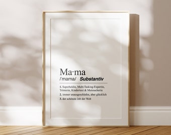 Poster Mama Definition A4 | Gift for Mother's Day | Best Mom | Gift for Mom, Gift for Birth or Pregnancy | Baby Shower