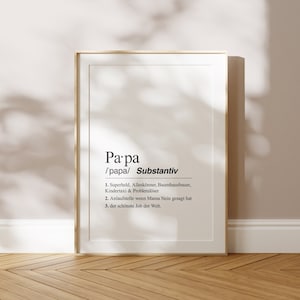 Poster Papa Definition A4 | Geschenk zum Vatertag | Bester Papa | Geschenk für Väter, Geschenk zur Geburt | Baby Geschenk für werdenden Papa