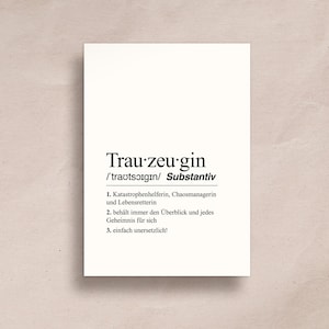 Ansichtkaartdefinitie Bruidsmeisje A6 | Kaart voor de bruiloft, kaart voor getuigen, JGA-cadeau, kaart met spreuk bruiloft, bruidsmeisjegeschenken