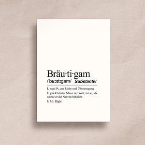 Postkarte Definition Bräutigam A6 | Karte zur Hochzeit, Karte Brautpaar, Geschenk Hochzeit, Geschenk JGA, Karte mit Spruch Hochzeit