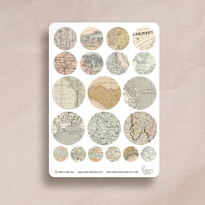 Planer Sticker World Traveler | Vintage Landkarten Aufkleber, Bujo, Sticker Vintage, Geschenk für Mädchen, Alte Buchseiten, Bullet Journal
