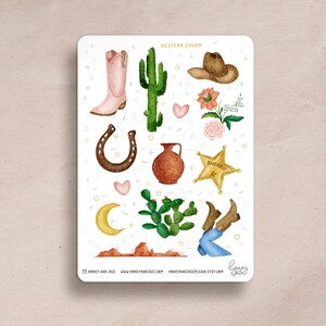 Stickerbogen "Western Charm" – Cowboy Stickers, Wild West Stickers, Desert Stickers, Bujo Stickers, Planer Stickers, Sticker Sheet Cowboy