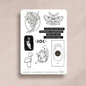 Planer Sticker GRIMOIRE 2 | Mystische Aufkleber Spirituell Journaling & Book of Shadows | Mond, Hexe, Magie, Bujo, Affirmation