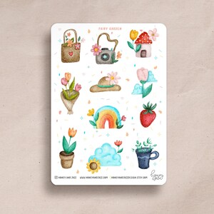 Frühling Sticker "Fairy Garden" – Frühlings-Sticker mit verspielten Garten Motiven für dein Bullet Journal und Planer | Sticker Sheet Garten