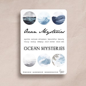 Adesivi per agenda Misteri dell'oceano | Adesivi disegnati a mano acquerello | Mare, Oceano, Marittimo| Diario, bujo, lettere, calendario, regali