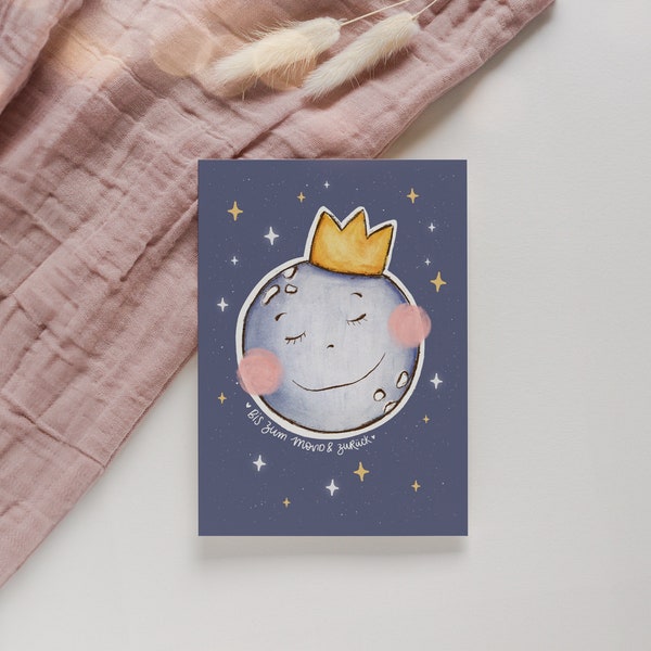 Postkarte Spruch Bis zum Mond und zurück | Karte Love you to the Moon, Karte für beste Freundin, Karte zum Hochzeitstag, Verliebt Sprüche