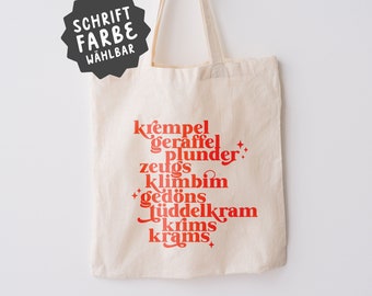 Shopping bag Krempel Gedöns Plunder | Cotton bag, jute bag, neon print, retro style | Gift for girlfriend, shopper bag funny