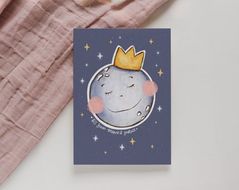 Postcard saying To the moon and back | Card Love you to the Moon, card for best friend, card for wedding anniversary, sayings in love