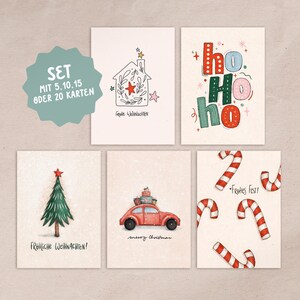 Set di cartoline di Natale - cartoline fatte a mano per gli auguri di Natale in un set da 5 (set da 10), cartoline per Natale, biglietti d'auguri per Natale