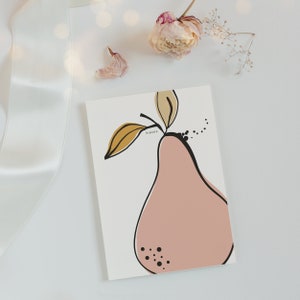 Postcard pear A6 Card Minimalist, Abstract Drawing, Illustration Pear, Gift Idea, Gift Girlfriend, Invitation Card image 7