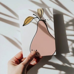 Postcard pear A6 Card Minimalist, Abstract Drawing, Illustration Pear, Gift Idea, Gift Girlfriend, Invitation Card image 5