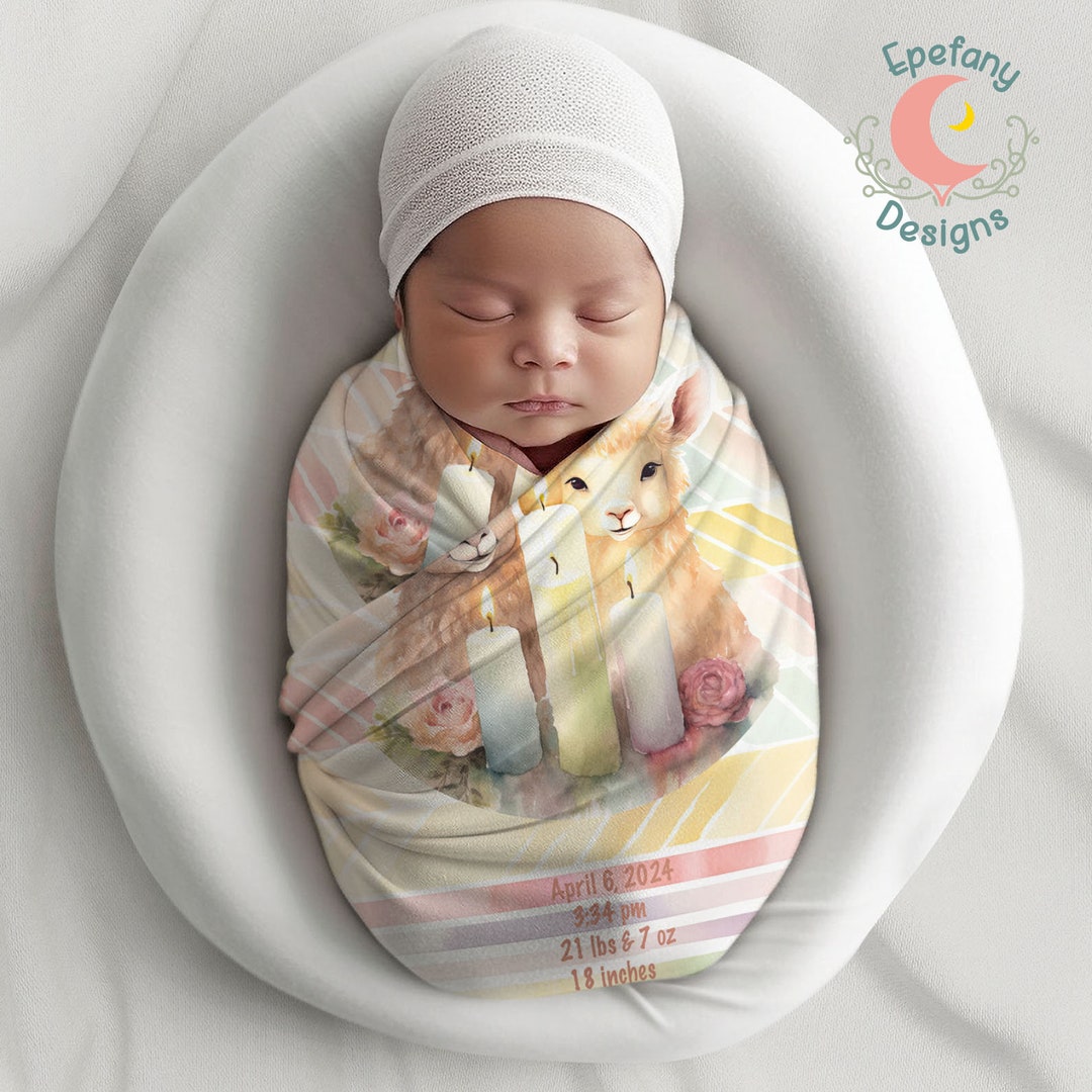 Baby Custom Name and Birth Information Swaddle With Name Blanket