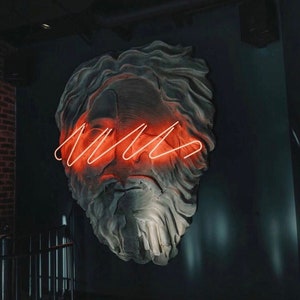 Large Neon Art on Statue Sculpture - Unique Hand Made and Designed Neon Art