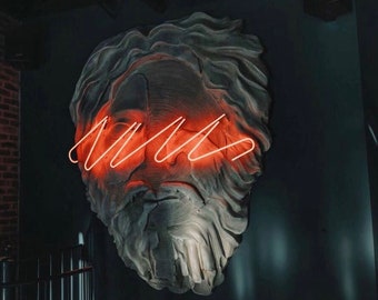 Large Neon Art on Statue Sculpture - Unique Hand Made and Designed Neon Art