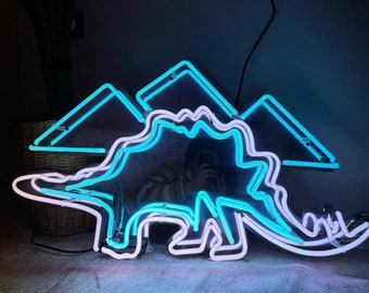 Abstract Dinosaur Neon Sign - Dinosaur Neon Sign - Mirror Neon Sign