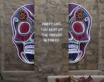 Large Skull Neon Sign -  Handmade Customized Decor Neon sign - Mexican Skull Neon Sign
