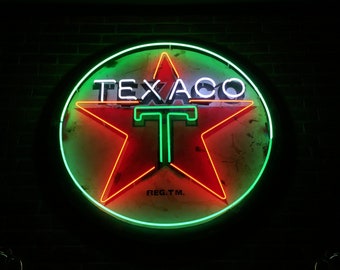 Neon Sign - "Texaco T" Glass Tube Neon Sign
