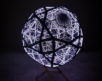 Dodecahedron Sculpture - Icosahedron Sculpture - infinity Mirror Lamp - Mirror Reflection- Infinity Art - Light Sculpture