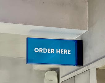 Custom Double-Sided Acrylic Sign – Translucent Plexiglass Lightbox for Cafes, Retail, Bars, ORDER HERE Signage