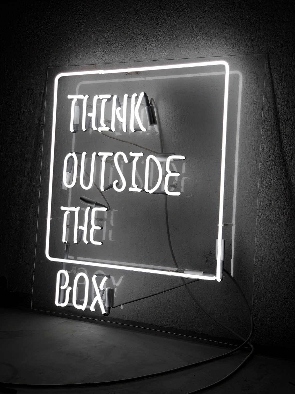 Glass Neon Sign on Acrylic think Outside the Box Etsy