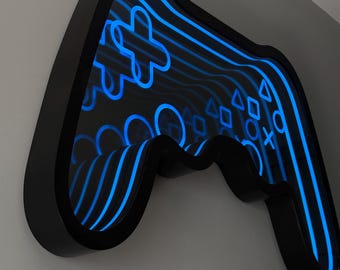 LED Gamepad Infinity Mirror – Wall Art for Gaming Room, Kids’ Room, and Man Cave