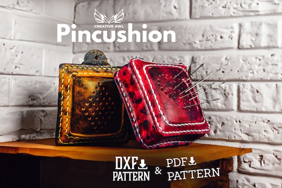 PDF & DXF Leather Pincushion Pattern - Leather needles case pattern - Leather Pattern - Needles cushion - Leather Pdf Template