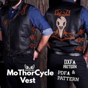 PDF & DXF Leather Motocykle Vest PDF Pattern